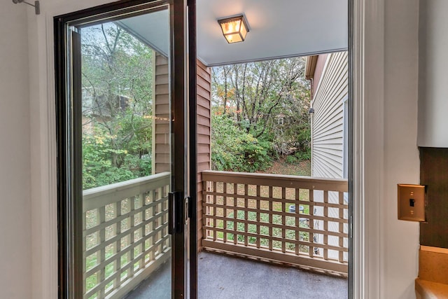 doorway with carpet