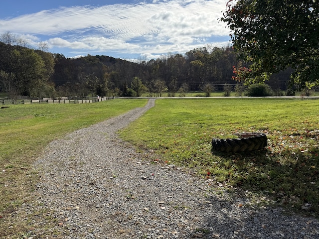 view of street with a rural view