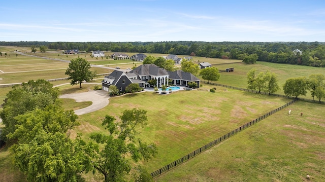 aerial view with a rural view