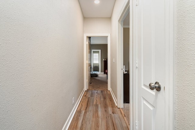 hall with light wood-type flooring