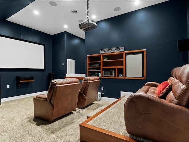 view of carpeted cinema room