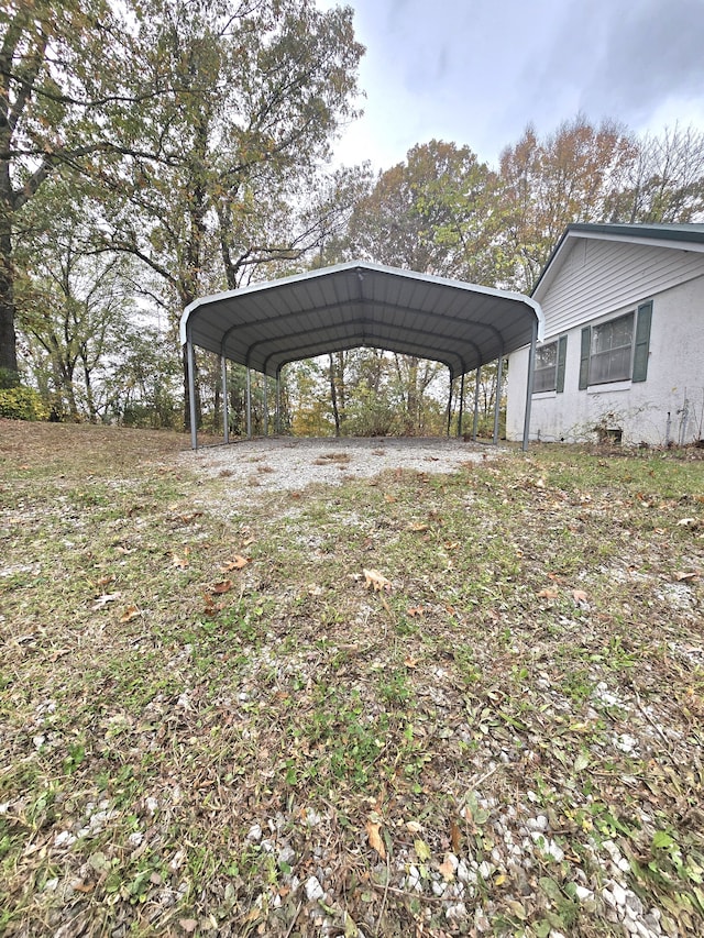 view of parking with a carport