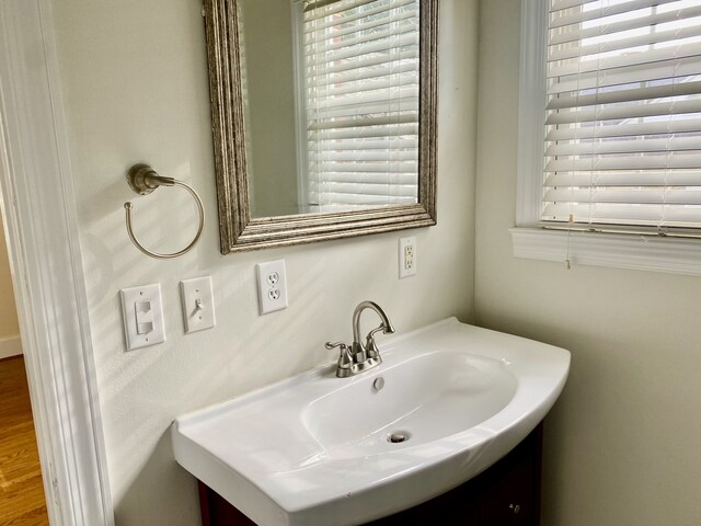 bathroom featuring hardwood / wood-style flooring and sink