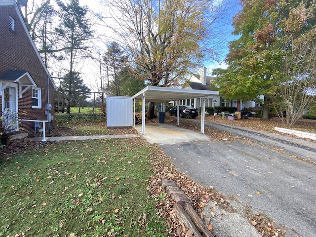 exterior space with a carport