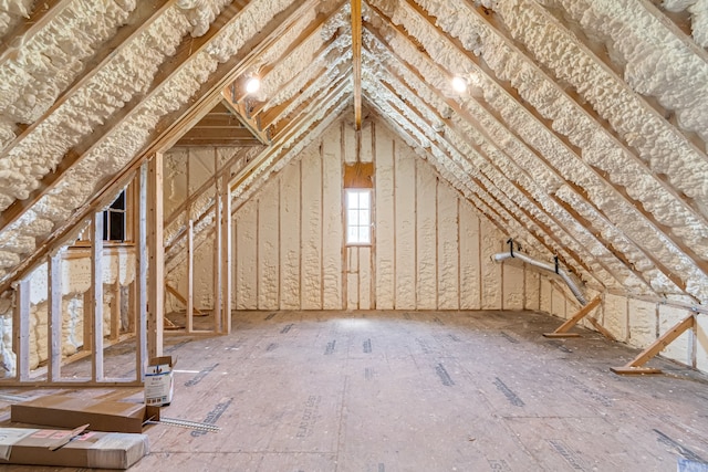 view of unfinished attic