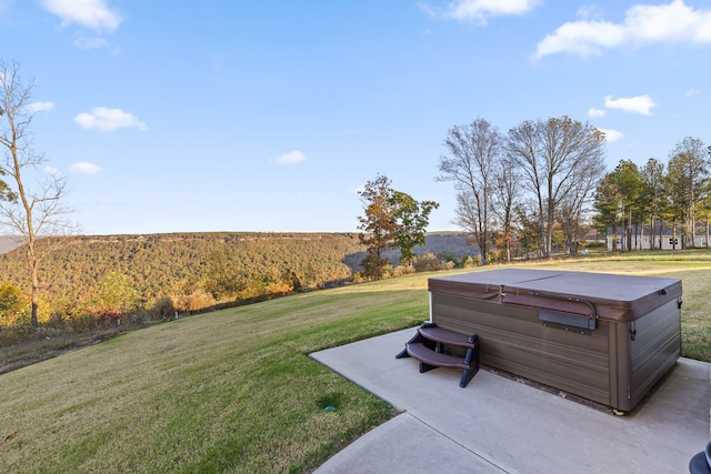 view of yard featuring a hot tub