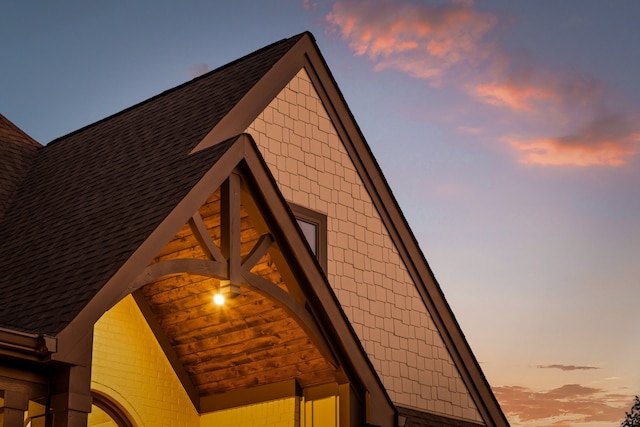 view of property exterior at dusk