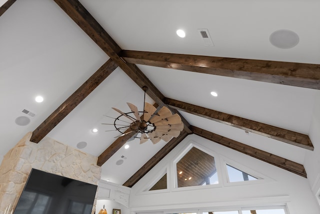 interior details featuring beam ceiling