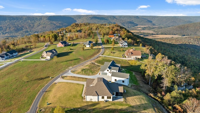 aerial view with a mountain view