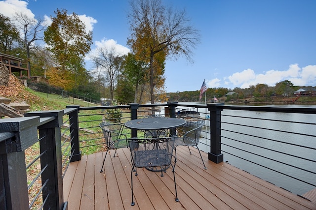 deck with a water view