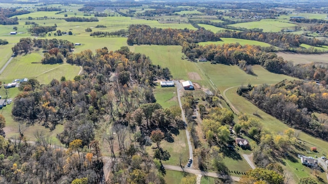 birds eye view of property featuring a rural view