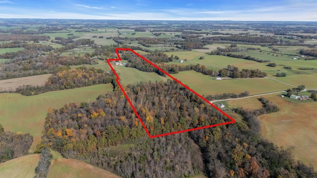 birds eye view of property with a rural view