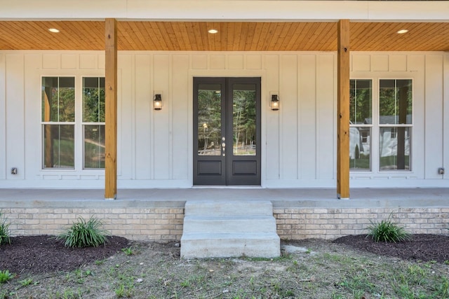 doorway to property with french doors