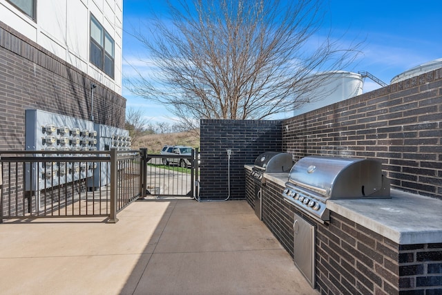 view of patio with area for grilling