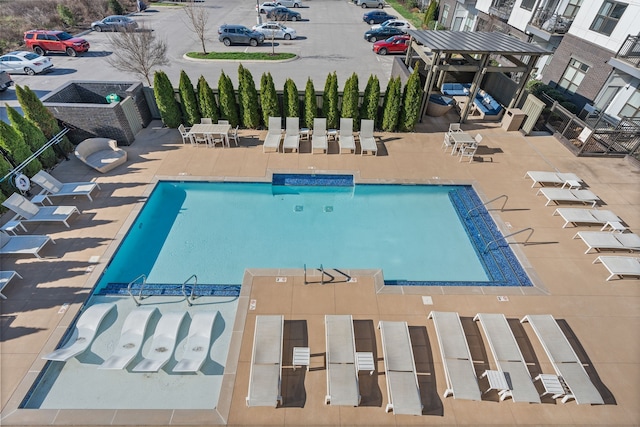 view of swimming pool with a patio