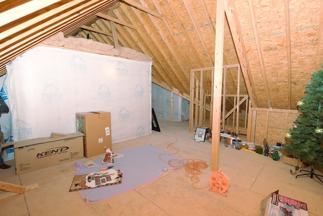 view of unfinished attic