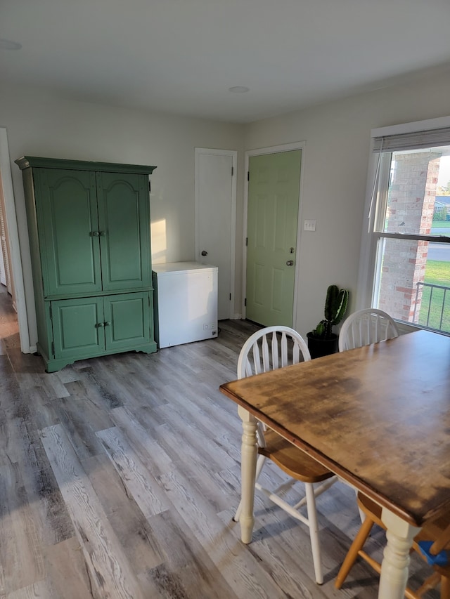 dining room with light wood-type flooring