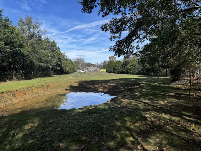 view of yard with a water view