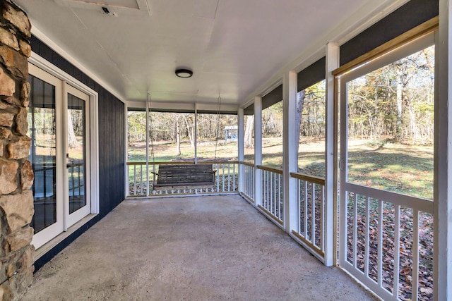 view of unfurnished sunroom