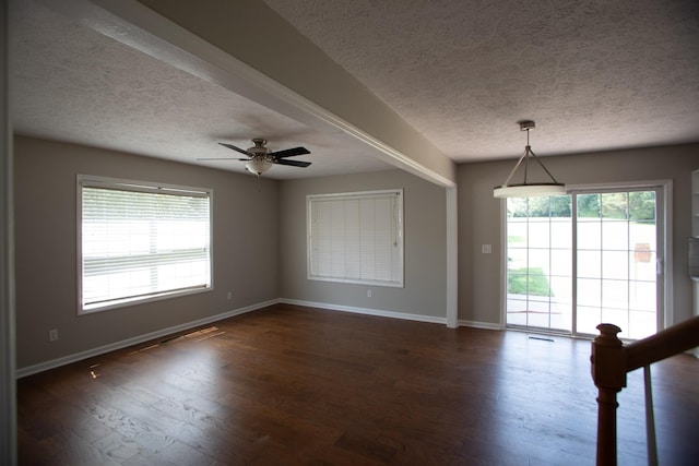 1805 Pointe Ct, Lebanon, TN 37087 - unfurnished room featuring baseboards, a textured ceiling, dark wood-type flooring, and a ceiling fan