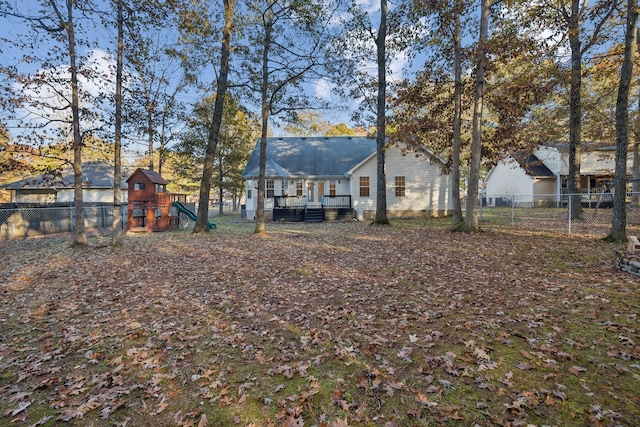 view of yard with a playground