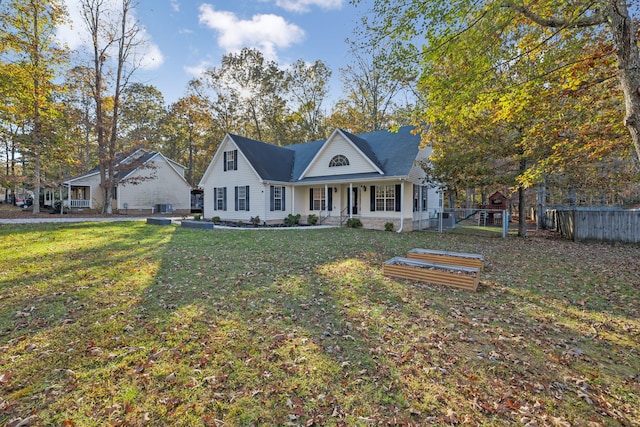 view of front of home featuring a front lawn and a porch