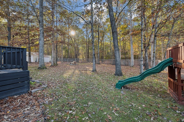 view of yard featuring a playground