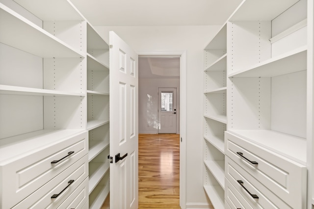 spacious closet featuring hardwood / wood-style floors