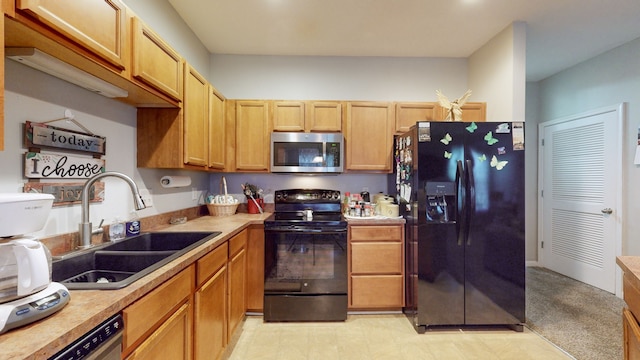 kitchen featuring sink and black appliances