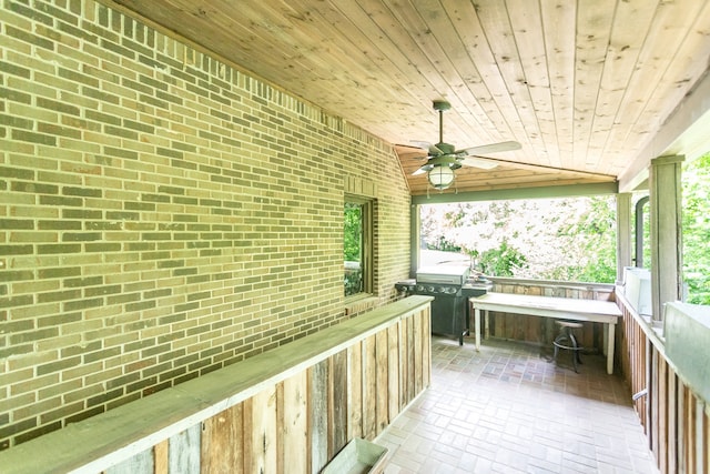 wooden terrace with ceiling fan