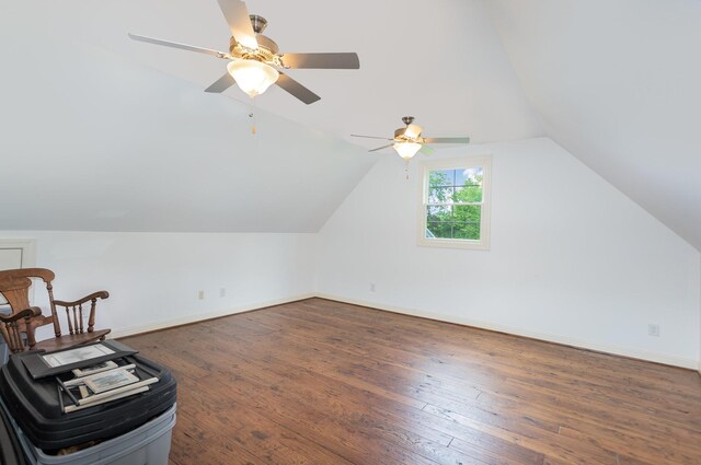 884 Pinnacle Hill Rd, Kingston Springs, TN 37082 - bonus room with hardwood / wood-style floors, lofted ceiling, baseboards, and ceiling fan