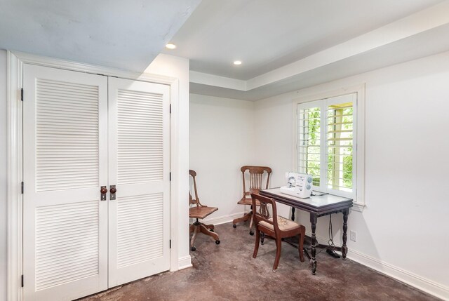 884 Pinnacle Hill Rd, Kingston Springs, TN 37082 - home office featuring concrete flooring, baseboards, and recessed lighting
