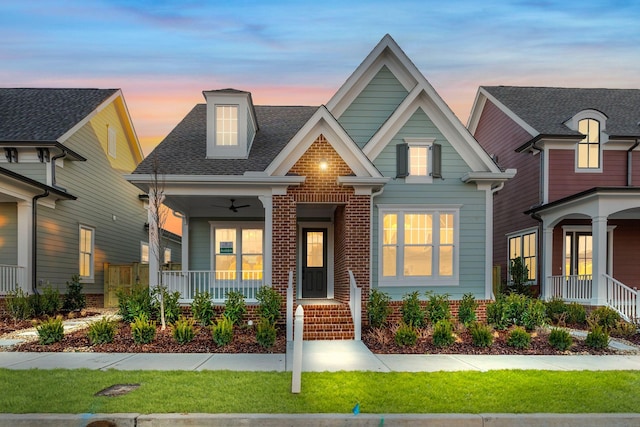 view of front of home featuring covered porch