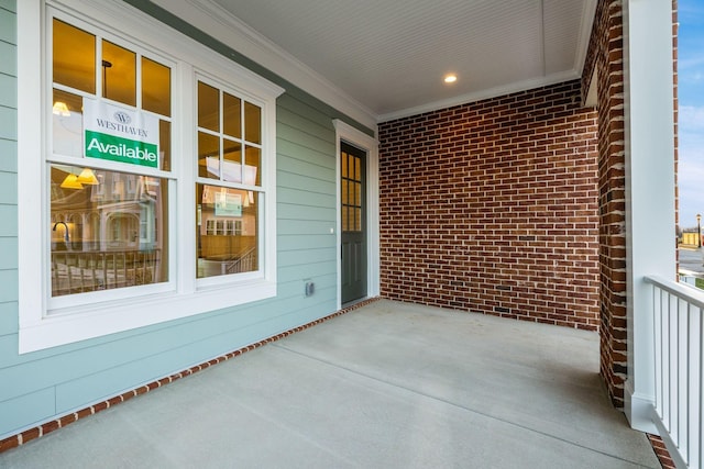 view of patio featuring covered porch