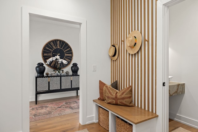 mudroom featuring light wood-type flooring