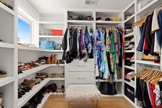 walk in closet featuring light wood-type flooring