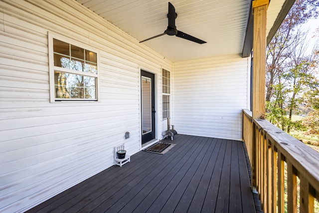 wooden terrace with ceiling fan