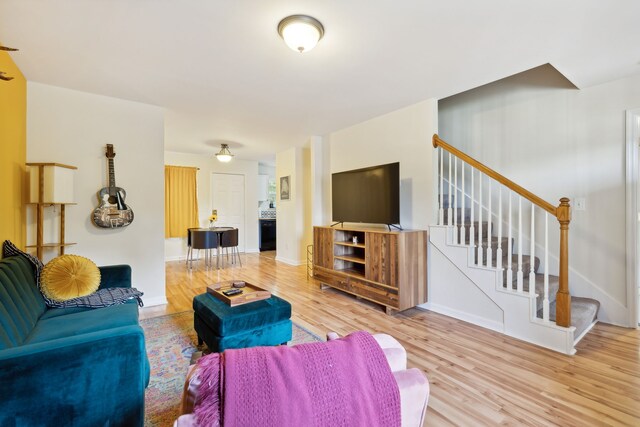 living room with hardwood / wood-style floors