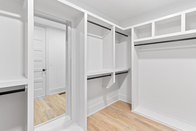 walk in closet featuring hardwood / wood-style flooring