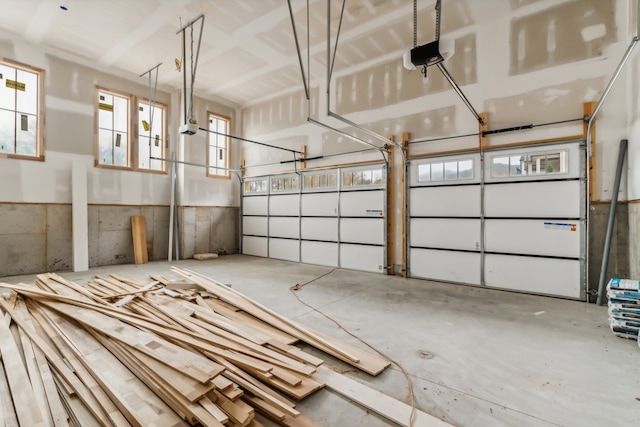 garage with a garage door opener