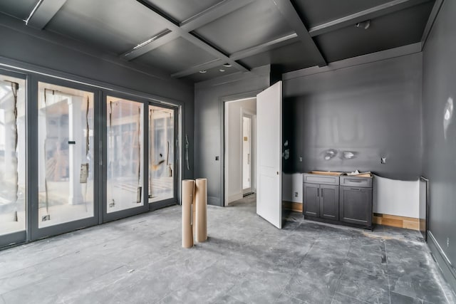 interior space with beam ceiling and coffered ceiling