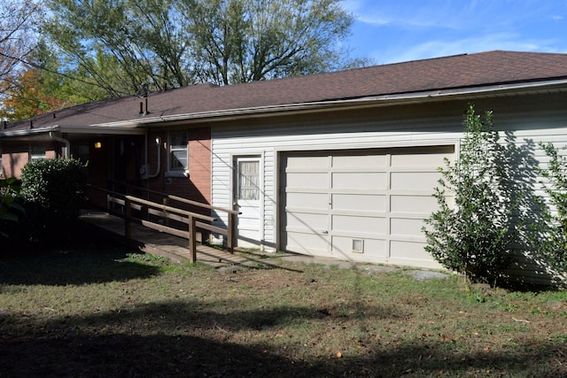 exterior space featuring a garage