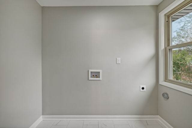 washroom featuring plenty of natural light, electric dryer hookup, and hookup for a washing machine