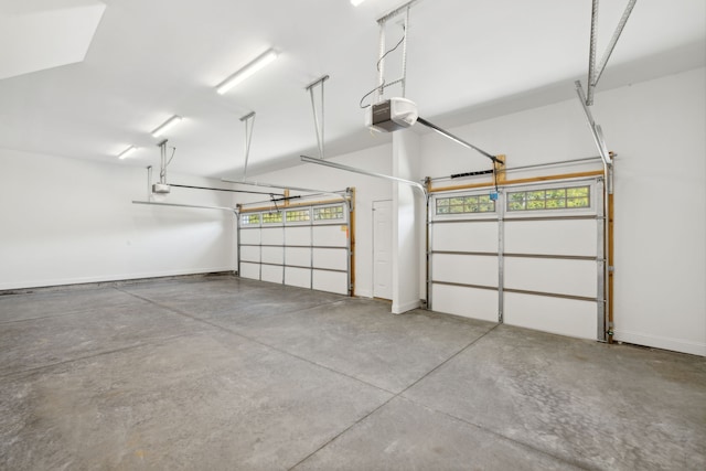 garage with a garage door opener