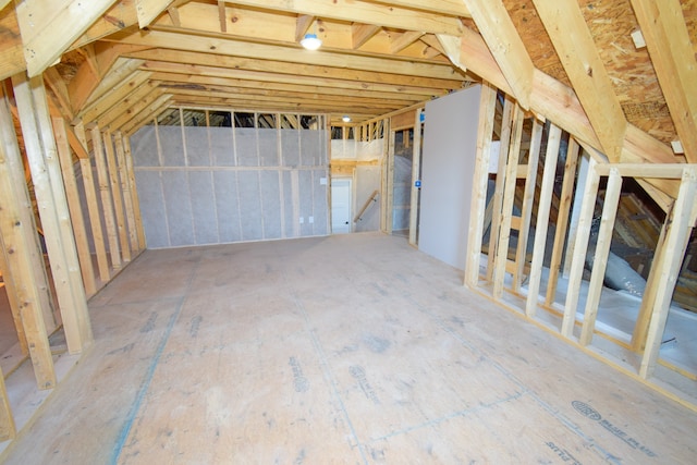 view of unfinished attic