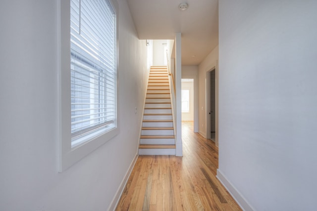 hall with light wood-type flooring