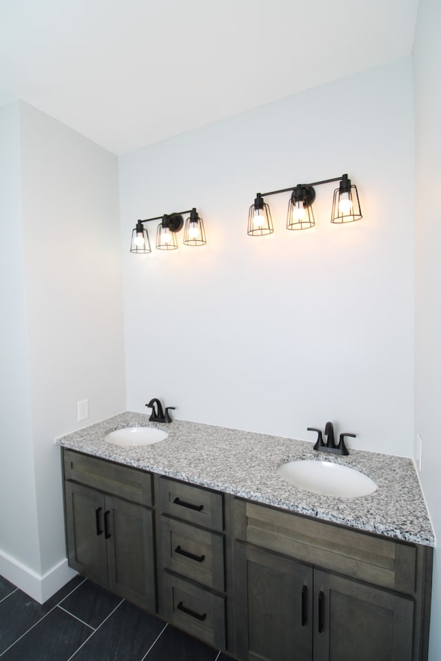 bathroom featuring tile patterned flooring and vanity