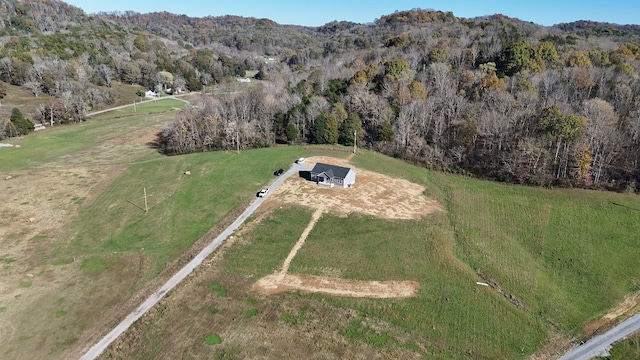 birds eye view of property with a rural view and a mountain view