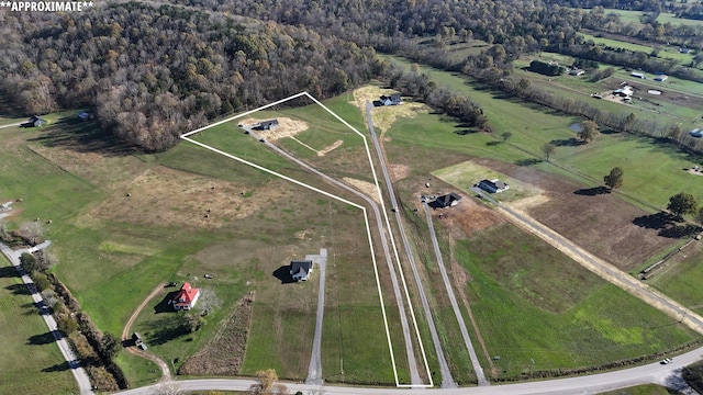 drone / aerial view with a rural view