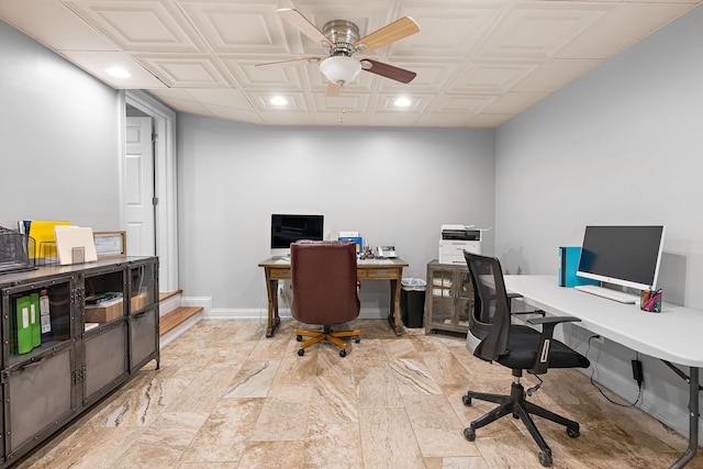 office featuring ceiling fan